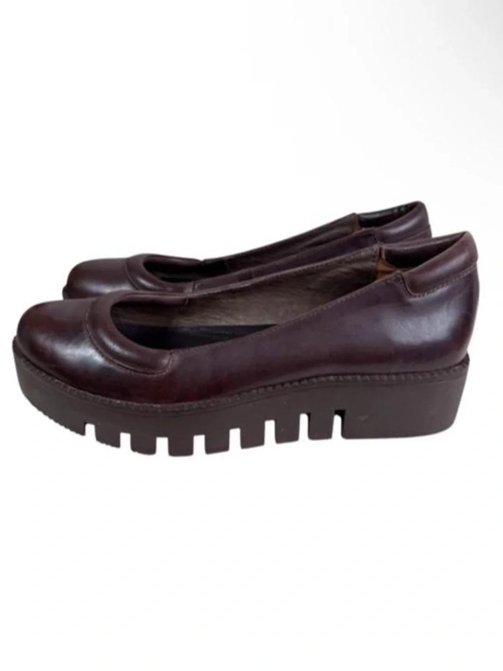 RARE Max studio brown leather platform flats size 8 HTF